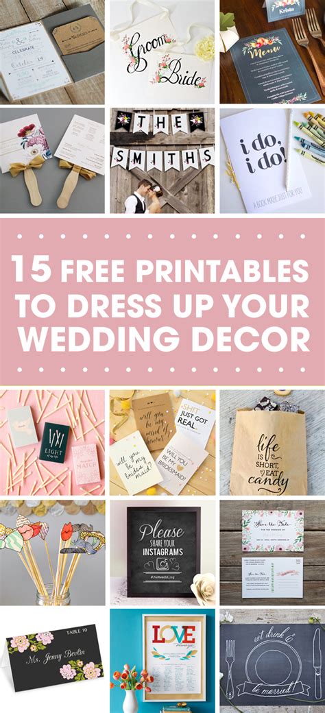 Free wedding printables