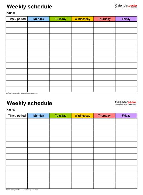 Free Weekly Schedule Template Excel Download