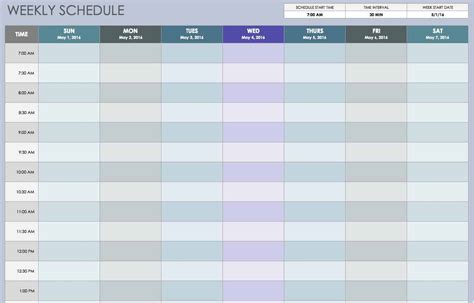 Free Weekly Schedule Template Excel Example Gallery