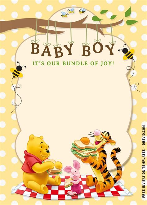 Free Winnie the Pooh party invitation template