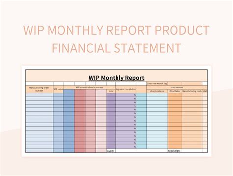 Free WIP Report Template Excel