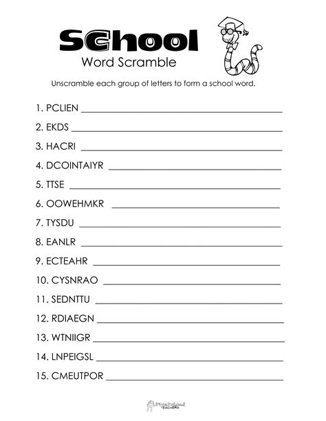 Free Word Scramble Worksheets for Kids