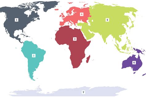 A free world map by continent