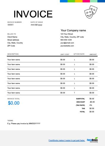 Freelance Actor Invoice Template