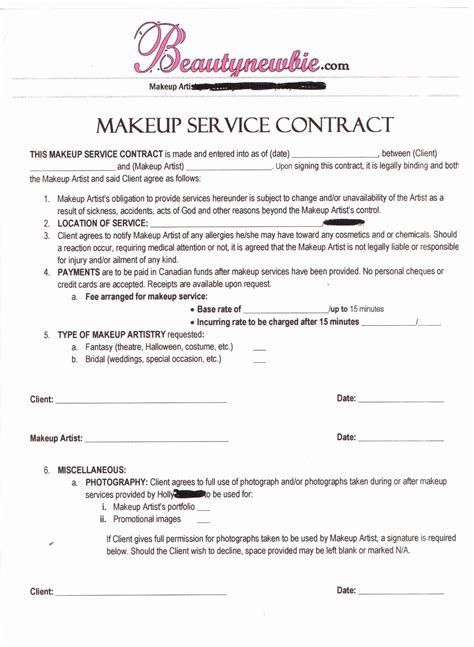 Freelance Beauty Contract