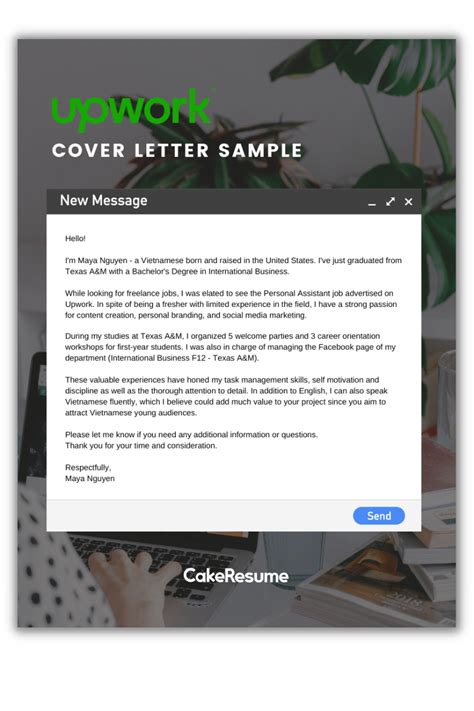 Freelance cover letter example for Upwork