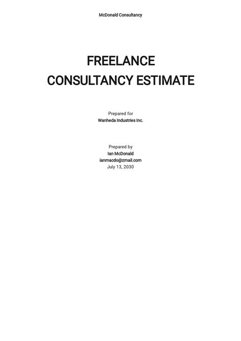 Freelance estimate template for freelancers