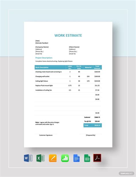 Freelance estimate template free