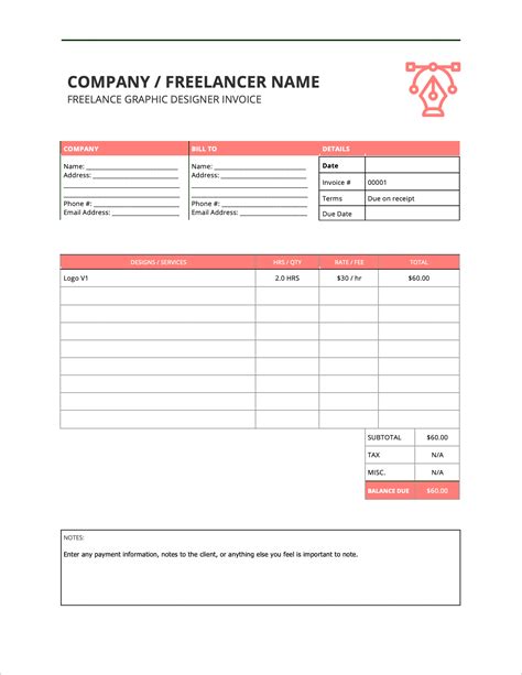 Freelance Graphic Designer Invoice