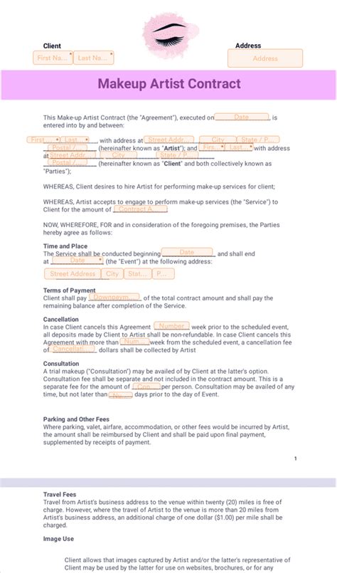 Freelance Makeup Artist Contract Template 3