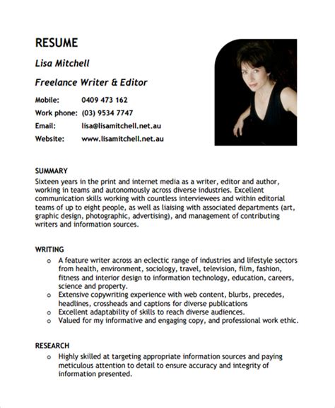 Freelance Modeling Resume Template