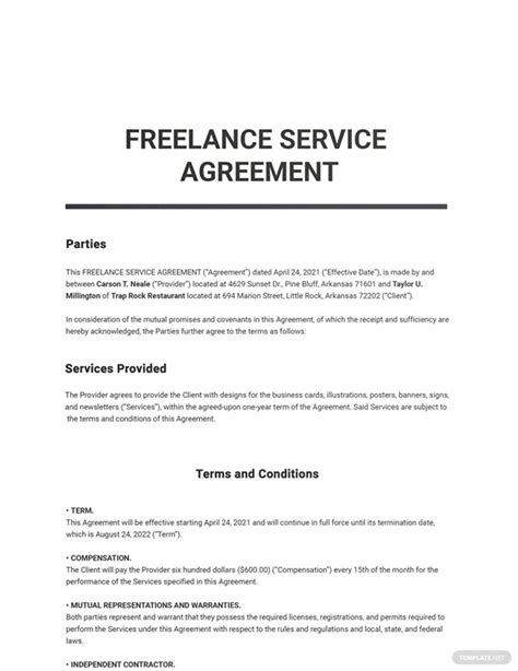 Freelance Service Contract Template