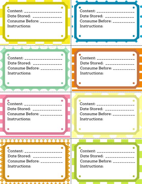 Freezer Labels Template