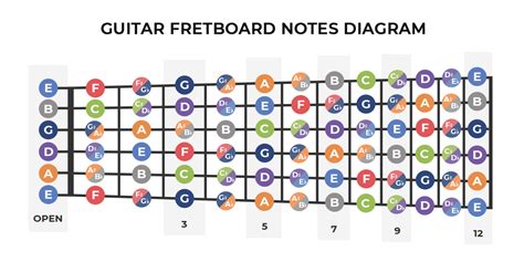 A diagram of a guitar fretboard