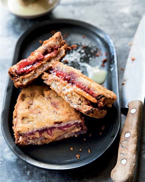 Fried peanut butter sandwich, a sweet and satisfying treat.