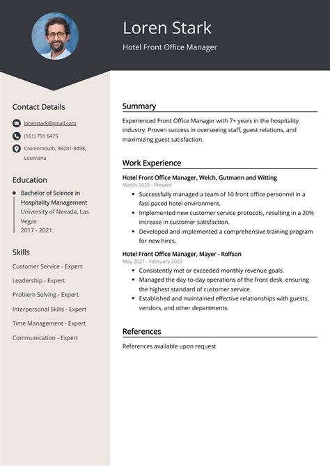 Front Desk Resume Template Example 5