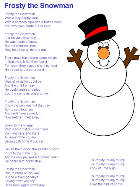 Frosty the Snowman Lyrics Printable