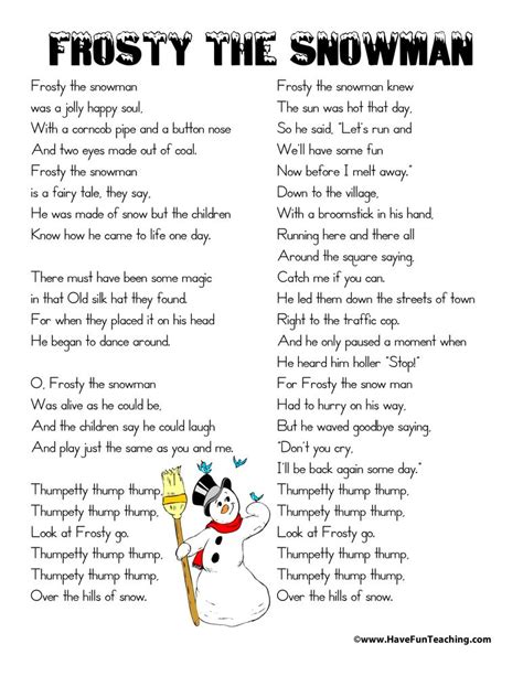 Frosty the Snowman Lyrics