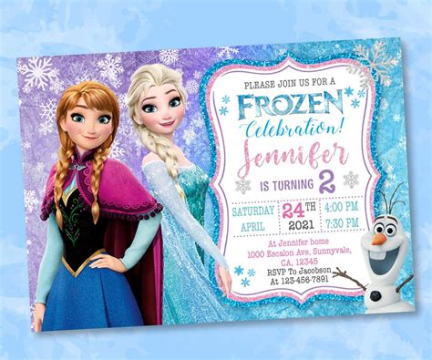 Frozen Birthday Invitation Elsa and Anna Design