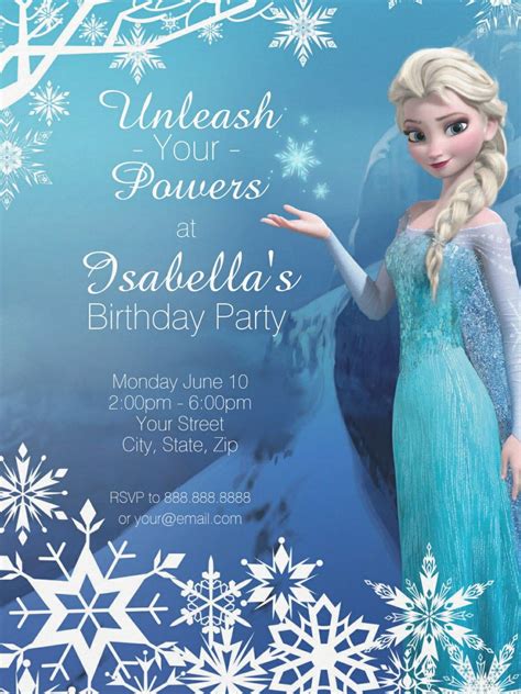 Frozen party invitation template Elsa ice palace