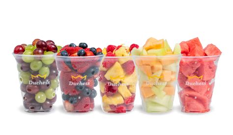 A fruit cup with added sugars and preservatives