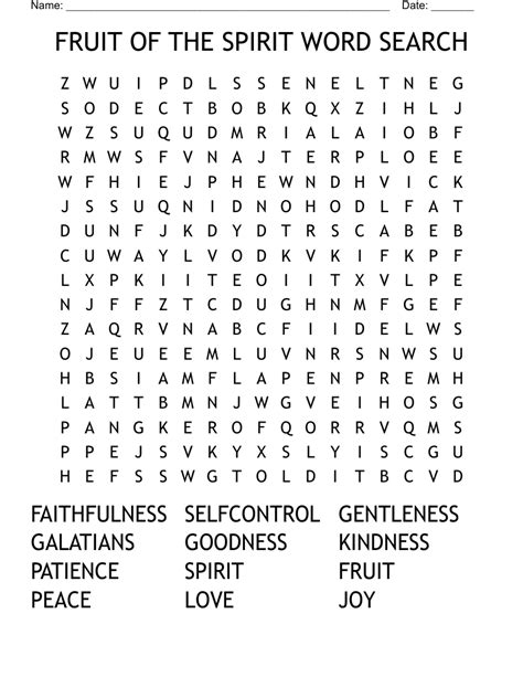 Fruit of the Spirit Word Search