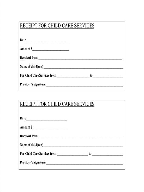 FSA Daycare Receipt Template Example