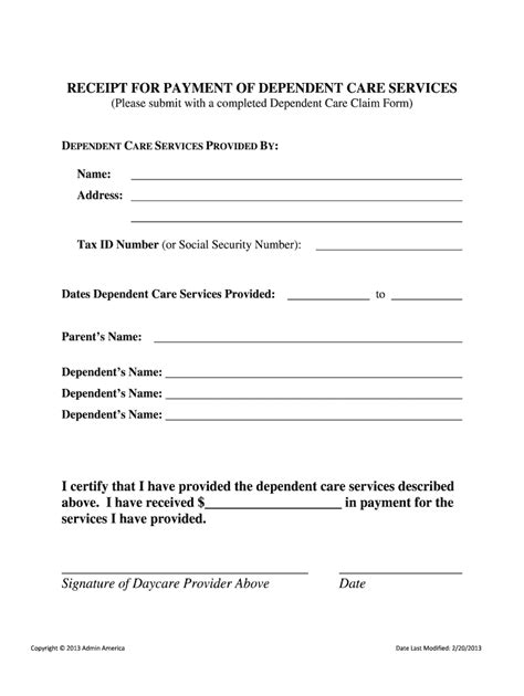 FSA Receipt Template with Calculations