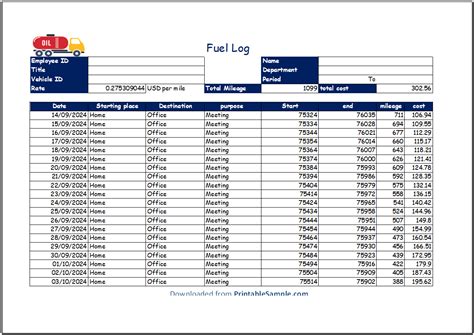 Fuel Consumption Log Template