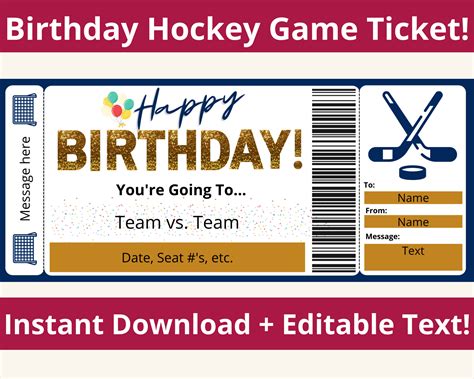 Full-sized hockey ticket template