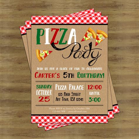 Fun and Colorful Pizza Party Invitations