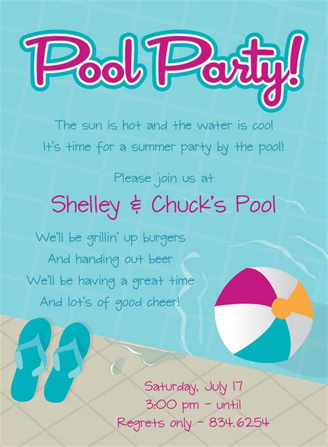 Fun Personal Touches Pool Party Invitation Image