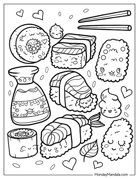 Fun Sushi Coloring Page