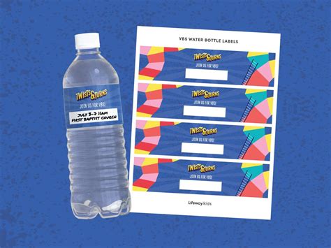 Fun water bottle label with illustrations