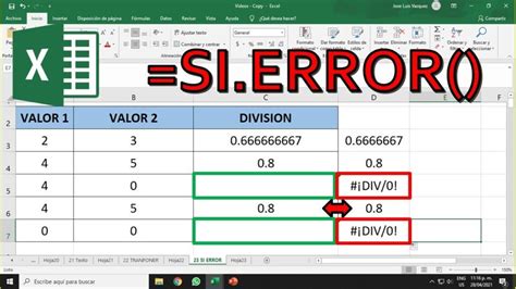 Utilizar la función SI.ERROR en Excel