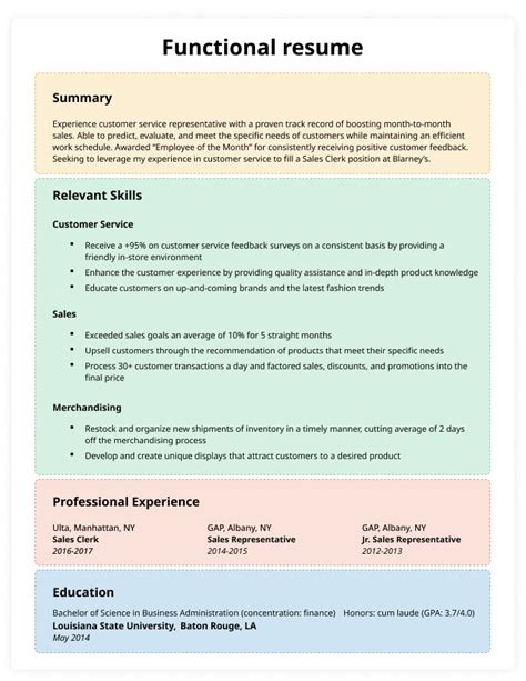 Functional Resume