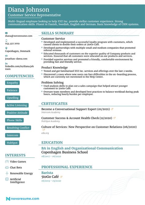 Functional Resume Template Examples