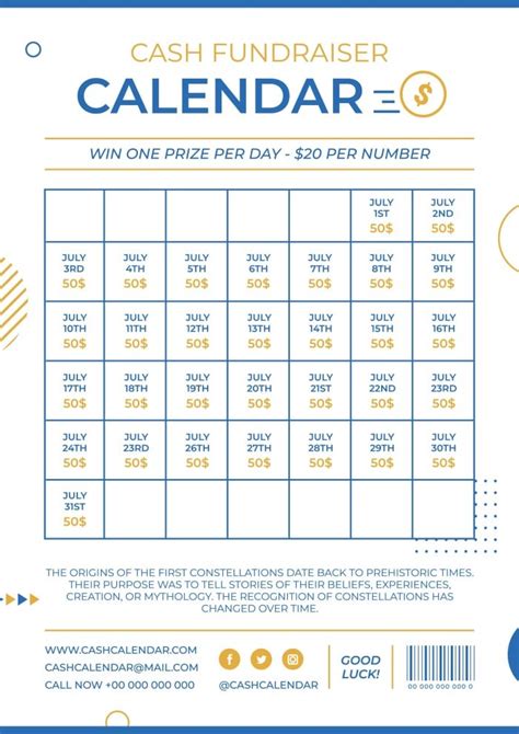 Free Fundraiser Calendar Template Download