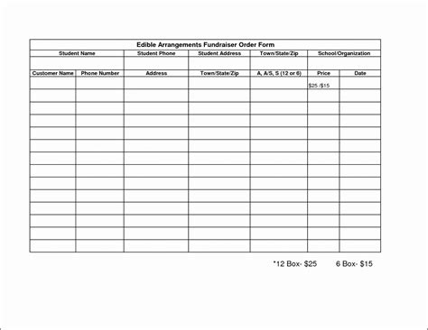 Editable fundraiser order form template 2