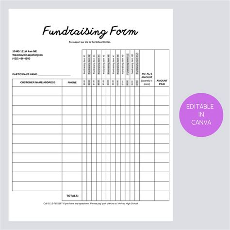 Editable fundraiser order form template 4