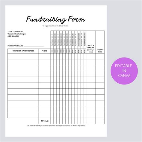 Editable fundraiser order form template 5