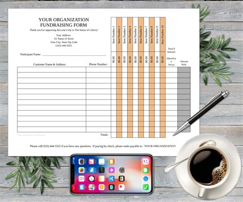 Editable fundraiser order form template 6