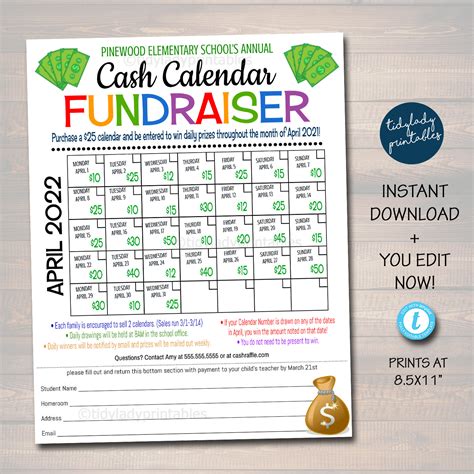 Fundraising Calendar Design