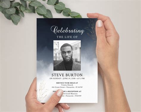 Example of a funeral announcement card template