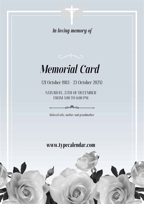 Example of a funeral card template design