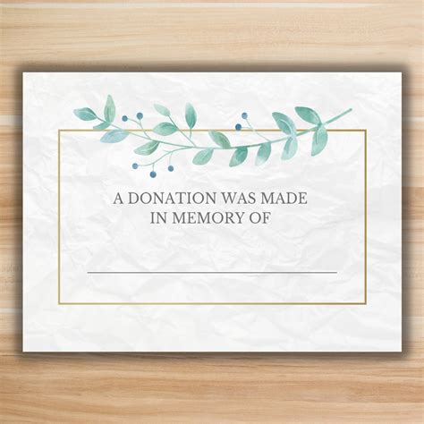 Funeral Donation Thank You Card