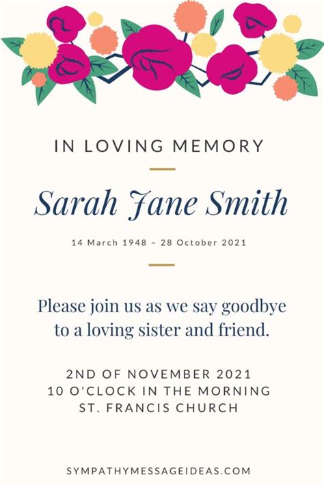 Funeral Invitation Examples