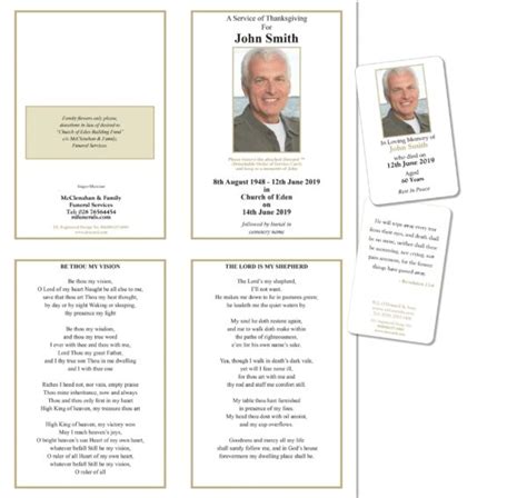 Funeral Order of Service Template Microsoft Publisher