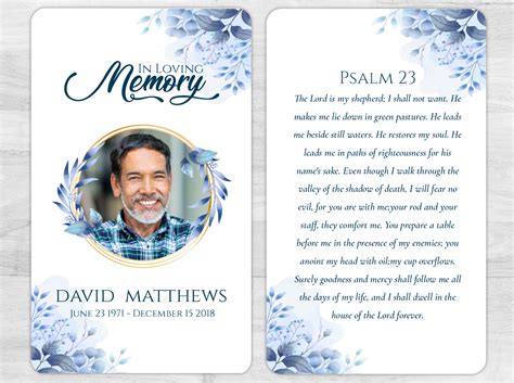 Funeral Prayer Card Example 6