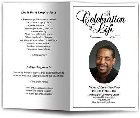 Example of a funeral program